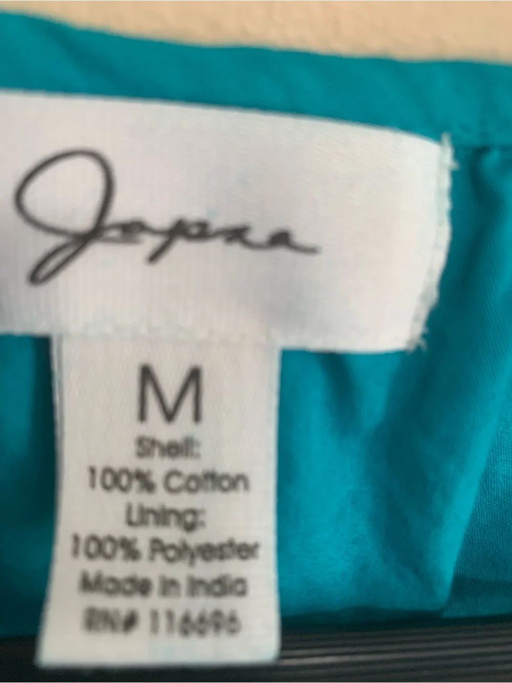 Japna Puff Sleeve V-Neck Tiered Mini Dress Teal Blue Sz M 100% Cotton Cottage